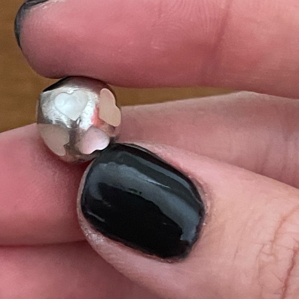 Sterling silver and mother of pearl hearts Pandora bead